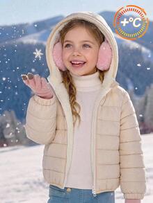 Emery Rose Kids Emery Rose Kids 女童少女款編織領連帽休閒加厚保暖冬季外套 - 彩色 - 查看 3