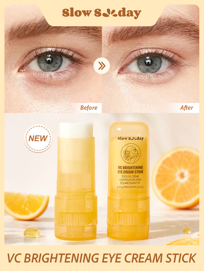 Slow Sunday VC Brightening Eye Cream Stick, Vitamin C, Moisturizing, Brightening, And Firming The Skin, K Beauty, Good Choice For Vacation, Travel Essentials, Back To School, Suitable For Summer Eye Care