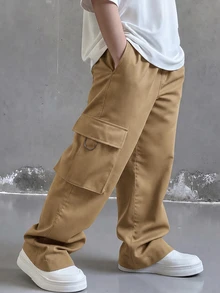 SHEIN Tween Boys Pants - Khaki - View 1