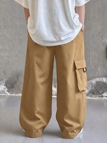 SHEIN Tween Boys Pants - Khaki - View 3