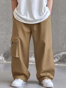 SHEIN Tween Boys Pants - Khaki - View 2