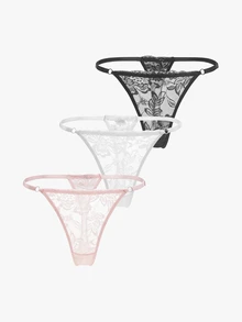 Bisouelle 3packs Floral Lace G-String Set Sexy Lingerie - Multicolor - View 10