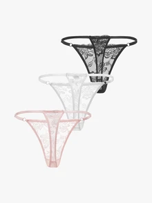 Bisouelle 3packs Floral Lace G-String Set Sexy Lingerie - Multicolor - View 11