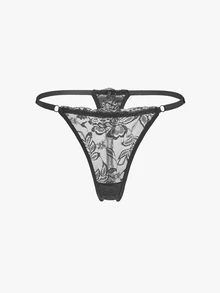 Bisouelle Women's Fantasy Elegant Lace Thong Panties Set Contrast Trim Multicolor Underwear For Her - View 15