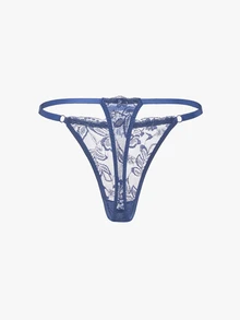 Bisouelle Women's Fantasy Elegant Lace Thong Panties Set Contrast Trim Multicolor Underwear For Her - View 16