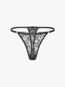Bisouelle Women's Fantasy Elegant Lace Thong Panties Set Contrast Trim Multicolor Underwear For Her - View 12