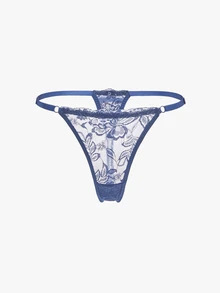 Bisouelle Women's Fantasy Elegant Lace Thong Panties Set Contrast Trim Multicolor Underwear For Her - View 20
