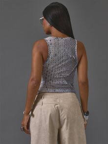 MUSERA Snake Print Mesh Tank Top Winter Fall Autumn Casual Top Day Outfit Comfy Outfit Cool - Multicolor - View 5