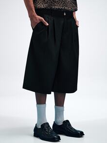 NobleFwd Men's Street Casual Pockets Loose Knee Length Shorts - Black - View 3