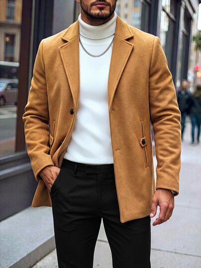 Manfinity CasualCool Herren einfarbige lässige Langarmjacke mit Taschen-Design, geeignet für den täglichen Arbeitsweg, auch ein ideales Geschenk für Freund und Ehemann