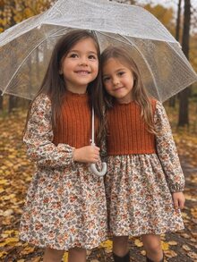 Emery Rose Kids Emery Rose Kids 女童少女秋季花卉洋裝，溫柔風格寬鬆優雅長袖花卉洋裝，適合少女穿著，百搭 - 彩色 - 查看 2