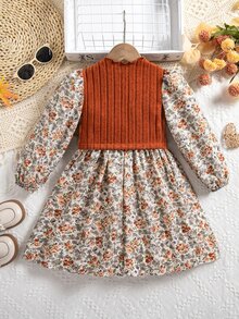 Emery Rose Kids Emery Rose Kids 女童少女秋季花卉洋裝，溫柔風格寬鬆優雅長袖花卉洋裝，適合少女穿著，百搭 - 彩色 - 查看 7