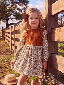 Emery Rose Kids Emery Rose Kids 女童少女秋季花卉洋裝，溫柔風格寬鬆優雅長袖花卉洋裝，適合少女穿著，百搭 - 彩色 - 查看 5