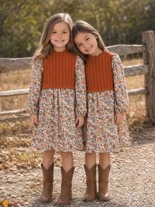 Emery Rose Kids Emery Rose Kids 女童少女秋季花卉洋裝，溫柔風格寬鬆優雅長袖花卉洋裝，適合少女穿著，百搭 - 彩色 - 查看 3