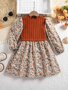 Emery Rose Kids Emery Rose Kids 女童少女秋季花卉洋裝，溫柔風格寬鬆優雅長袖花卉洋裝，適合少女穿著，百搭 - 彩色 - 查看 6