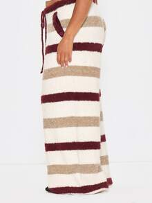 MUSERA Plus Size Multicolour Knit Straight Leg Joggers Spring Summer Casual Everyday Day Outfit Going Out - Multicolor - View 3