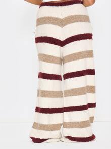 MUSERA Plus Size Multicolour Knit Straight Leg Joggers Spring Summer Casual Everyday Day Outfit Going Out - Multicolor - View 4