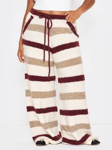 MUSERA Plus Size Multicolour Knit Straight Leg Joggers Spring Summer Casual Everyday Day Outfit Going Out - Multicolor - View 2