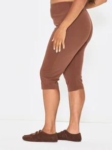 MUSERA Celana Legging Capri Cokelat Ukuran Besar untuk Musim Semi dan Musim Panas, Pakaian Kasual Sehari-hari untuk Pergi Keluar - Coklat - View 4