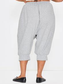 MUSERA Celana Pendek Sweatshirt Ukuran Besar Warna Abu-abu dengan Manset Balon, Cocok untuk Musim Semi dan Musim Panas, Pakaian Kasual Sehari-hari untuk Pergi Keluar. - Grey - View 4