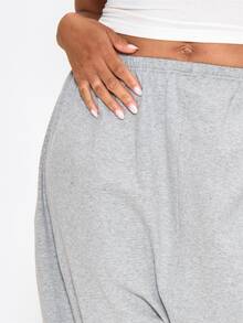 MUSERA Celana Pendek Sweatshirt Ukuran Besar Warna Abu-abu dengan Manset Balon, Cocok untuk Musim Semi dan Musim Panas, Pakaian Kasual Sehari-hari untuk Pergi Keluar. - Grey - View 5