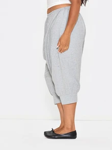 MUSERA Celana Pendek Sweatshirt Ukuran Besar Warna Abu-abu dengan Manset Balon, Cocok untuk Musim Semi dan Musim Panas, Pakaian Kasual Sehari-hari untuk Pergi Keluar. - Grey - View 3