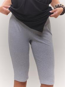 MUSERA Plus Size Grey Marl Capri Leggings Spring Summer Casual Everyday Day Outfit Going Out - Grey - View 5