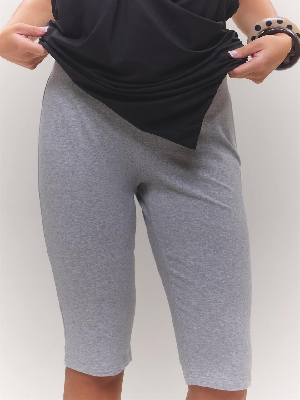 Plus Size Grey Marl Capri Leggings Spring Summer Casual Everyday Day Outfit Going Out