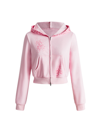 Y2K Sweet Cool Pink Gradient Leopard Print Women's Sweatshirt