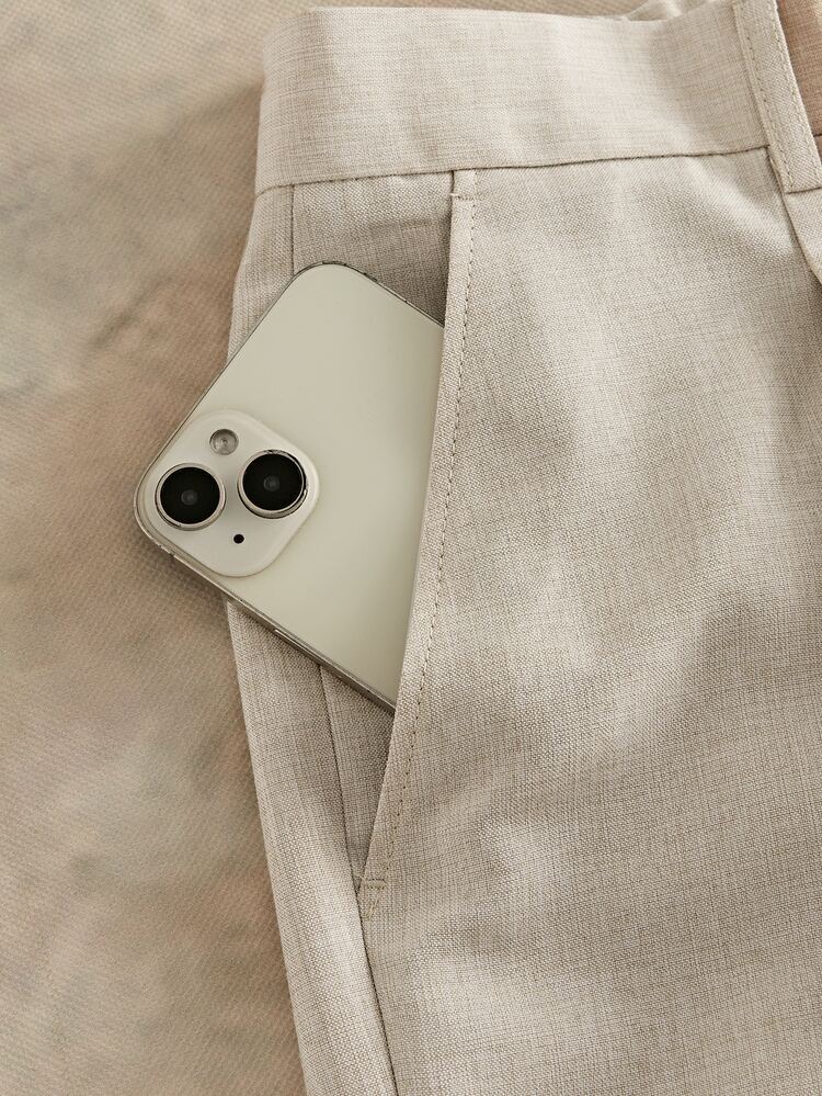 HIMLAND Pantalones largos casuales para hombre de color liso con cintura con cordón, bolsillo delantero con abertura, estilo básico versátil y combinable, prenda esencial de uso diario para el armario de verano, look relajado - Caqui - Añade 4