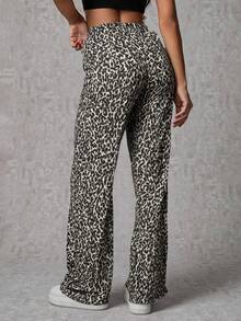 SHEIN Tall Tall Ladies Low Elastic Waistband With Leopard Design - Multicolor - View 2