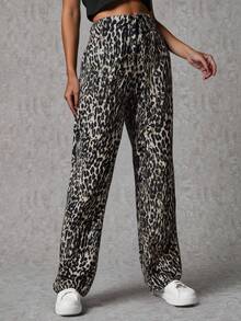 SHEIN Tall Tall Ladies Low Elastic Waistband With Leopard Design - Multicolor - View 7