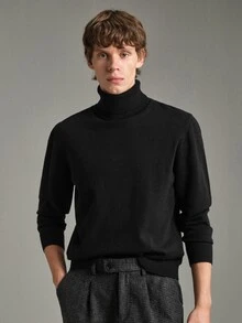 Manfinity Homme Men's Solid Color High Neck Casual Daily Long Sleeve Sweater - Multicolor - View 4