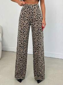 SHEIN Tall 100% Cotton MID RISE WIDEEG CUT LEOPARD TALL JEAN - Multicolor - View 4
