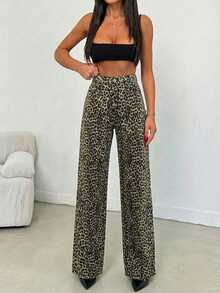 SHEIN Tall 100% Cotton MID RISE WIDEEG CUT LEOPARD TALL JEAN - Multicolor - View 6