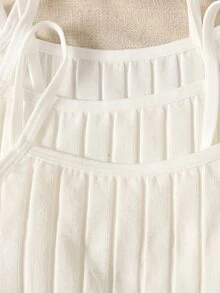 SHEIN 3 piezas de camisetas de tirantes casuales de unicolor con textura acanalada para niñas preadolescentes - Blanco - Ver 5