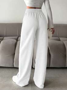 SHEIN Cottnline Women's Casual Elastic Waist Straight-Legged Pants - Multicolor - View 2