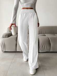 SHEIN Cottnline Women's Casual Elastic Waist Straight-Legged Pants - Multicolor - View 6