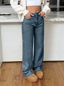 EURMUSE HIGH RISE STRAIGHT CUT LIGHT BLUE WOMEN JEAN - Dusty Blue - View 3