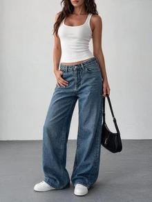 EURMUSE HIGH RISE STRAIGHT CUT LIGHT BLUE WOMEN JEAN - Dusty Blue - View 1