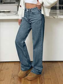 EURMUSE HIGH RISE STRAIGHT CUT LIGHT BLUE WOMEN JEAN - Dusty Blue - View 4