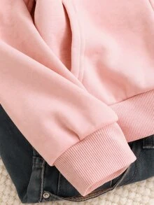 秋冬季青少年女孩連帽拉鍊夾克－混搭街頭風，秋季服飾，節日穿搭 - 粉色 - 查看 5