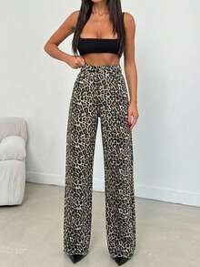 100% Cotton MID RISE WIDEEG CUT LEOPARD JEAN - Multicolor - View 7