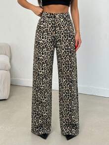 100% Cotton MID RISE WIDEEG CUT LEOPARD JEAN - Multicolor - View 6