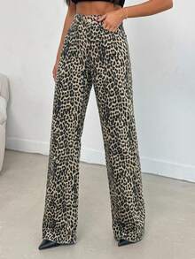 100 Cotton MID RISE WIDEEG CUT Beige JEAN Night Out Summer Punk Ugly - Multicolor - View 3