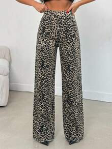 100 Cotton MID RISE WIDEEG CUT Beige JEAN Night Out Summer Punk Ugly - Multicolor - View 5