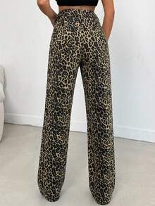 100% Cotton MID RISE WIDEEG CUT LEOPARD JEAN - Multicolor - View 2