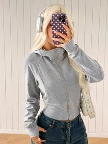 SHEIN EZwear 灰色針織女款運動衫 - 淺灰色 - 查看 4