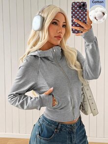 SHEIN EZwear 灰色針織女款運動衫 - 淺灰色 - 查看 6