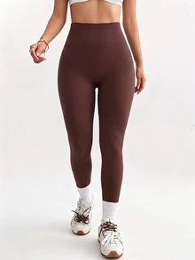 Slayform 1pc Regular Long Pants/Ribbed/Basic/Brown+Sports Long Pants+Fitness/Yoga - Brown - View 5